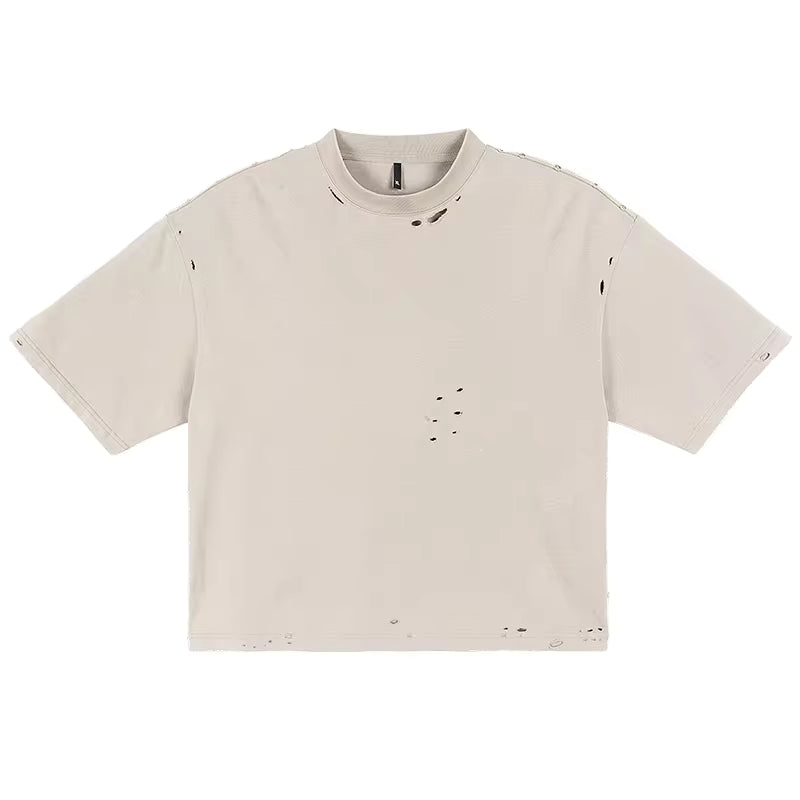 T-shirt court en coton délavé à l'acide