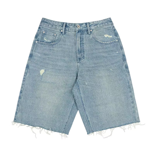 Knee Length Cargo Denim Shorts